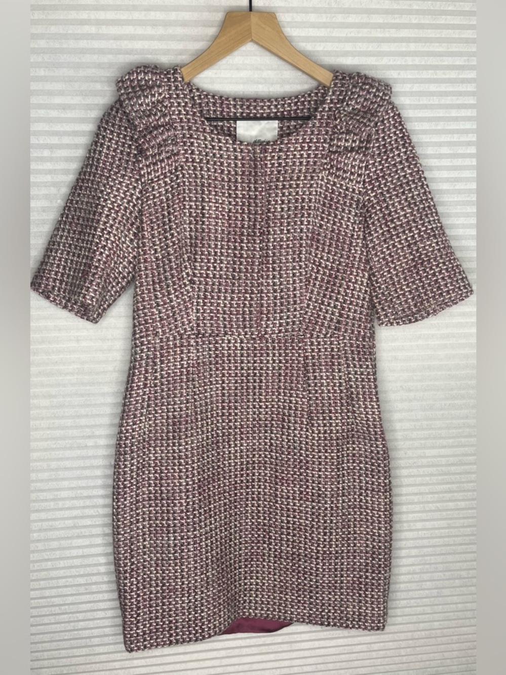 3.1 Phillip Lim Pink Tweed Wool Short Dress Women size L  mid century style